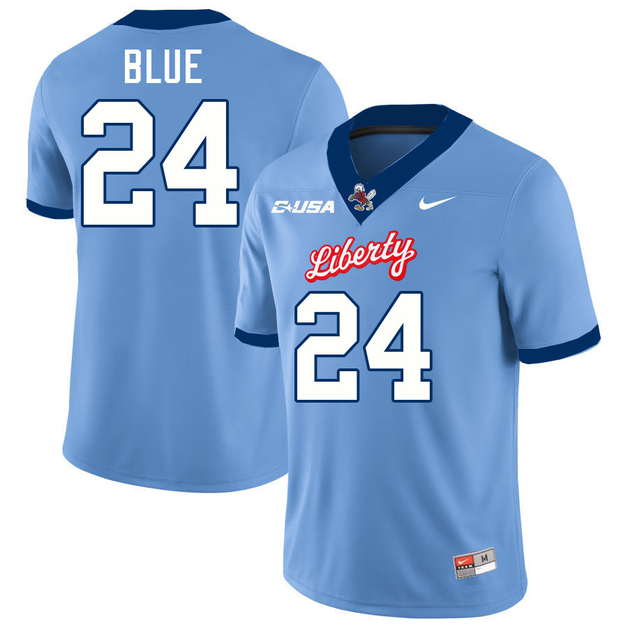 Liberty Flames #24 Vaughn Blue College Football Jerseys Stitched-Light Blue